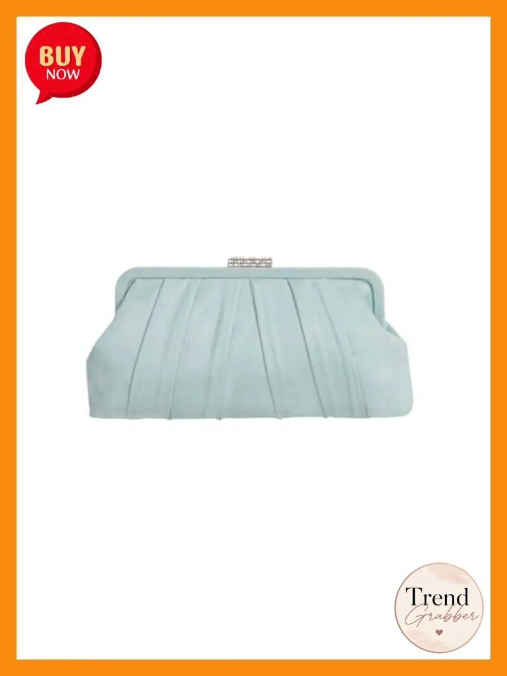 Faux Suede Pleated Evening Clutch Purse with Rhinestone Clasp